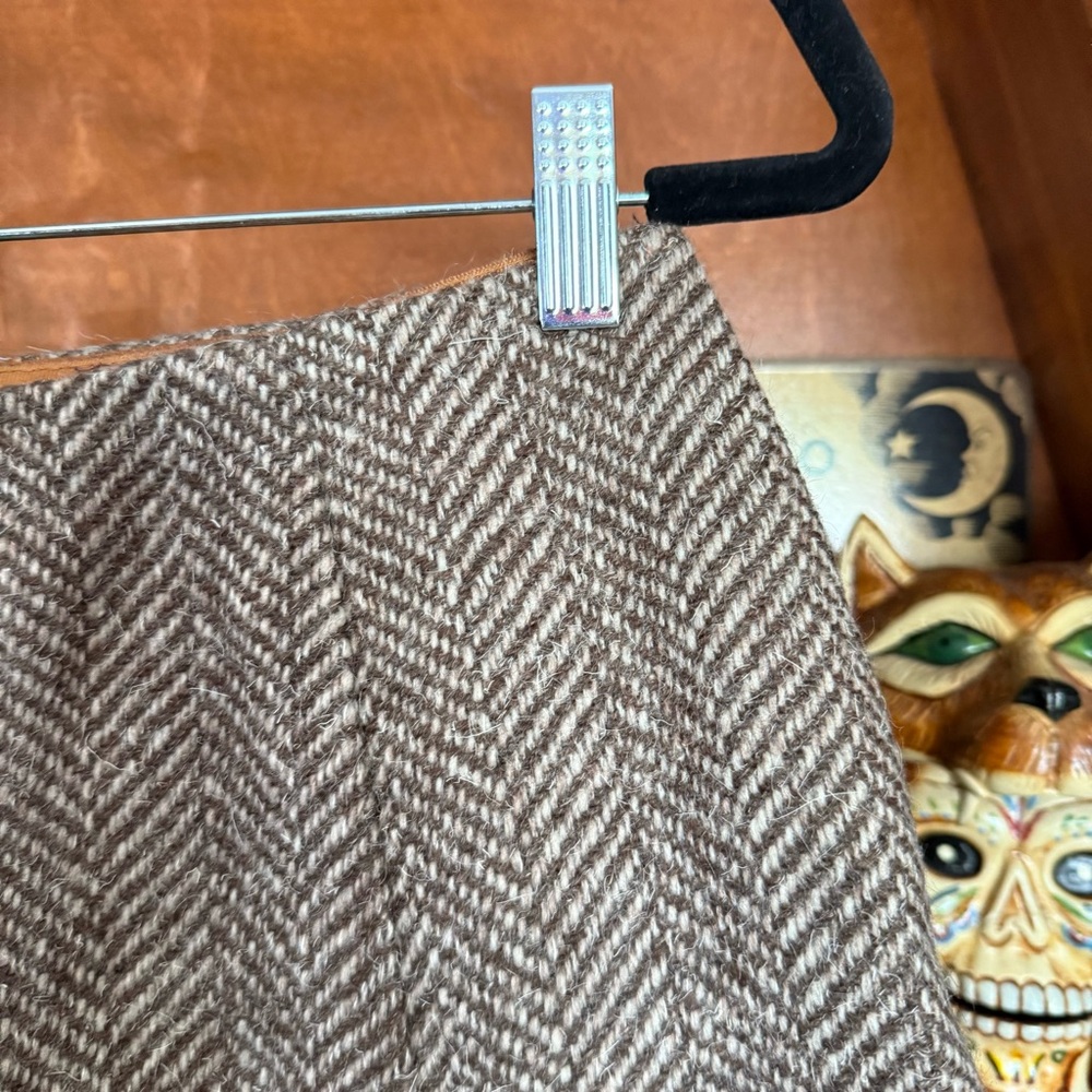Vintage Villager Herringbone Brown A-Line Skirt - Vintage Size 12 = Medium 6